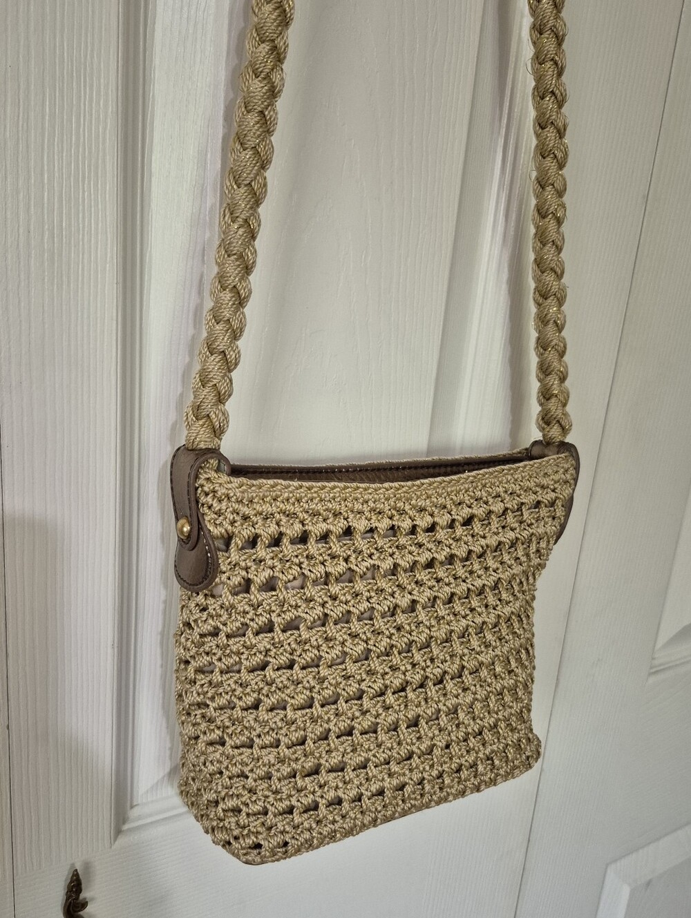 Luxy woven crochet shoulder bag with braided strap